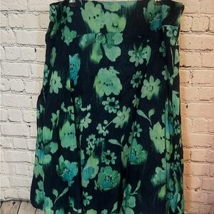 Jones New York Green and Blue Floral Midi Skirt